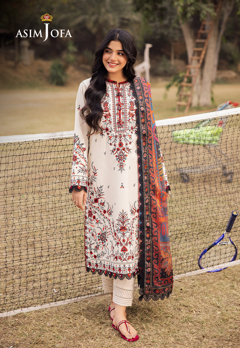 AJUBJ-14 PRINTED EMBROIDERED LAWN 3 PC