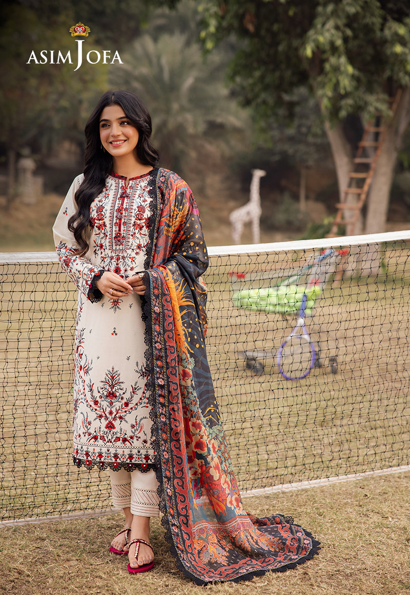 AJUBJ-14 PRINTED EMBROIDERED LAWN 3 PC