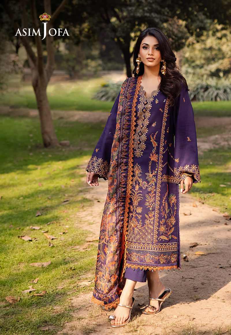 AJUBJ-15 PRINTED EMBROIDERED LAWN 3 PC