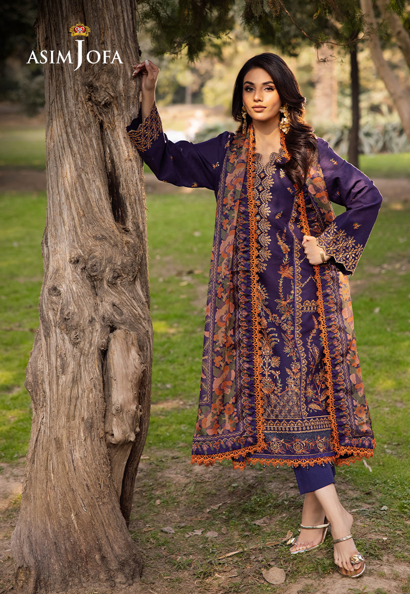 AJUBJ-15 PRINTED EMBROIDERED LAWN 3 PC