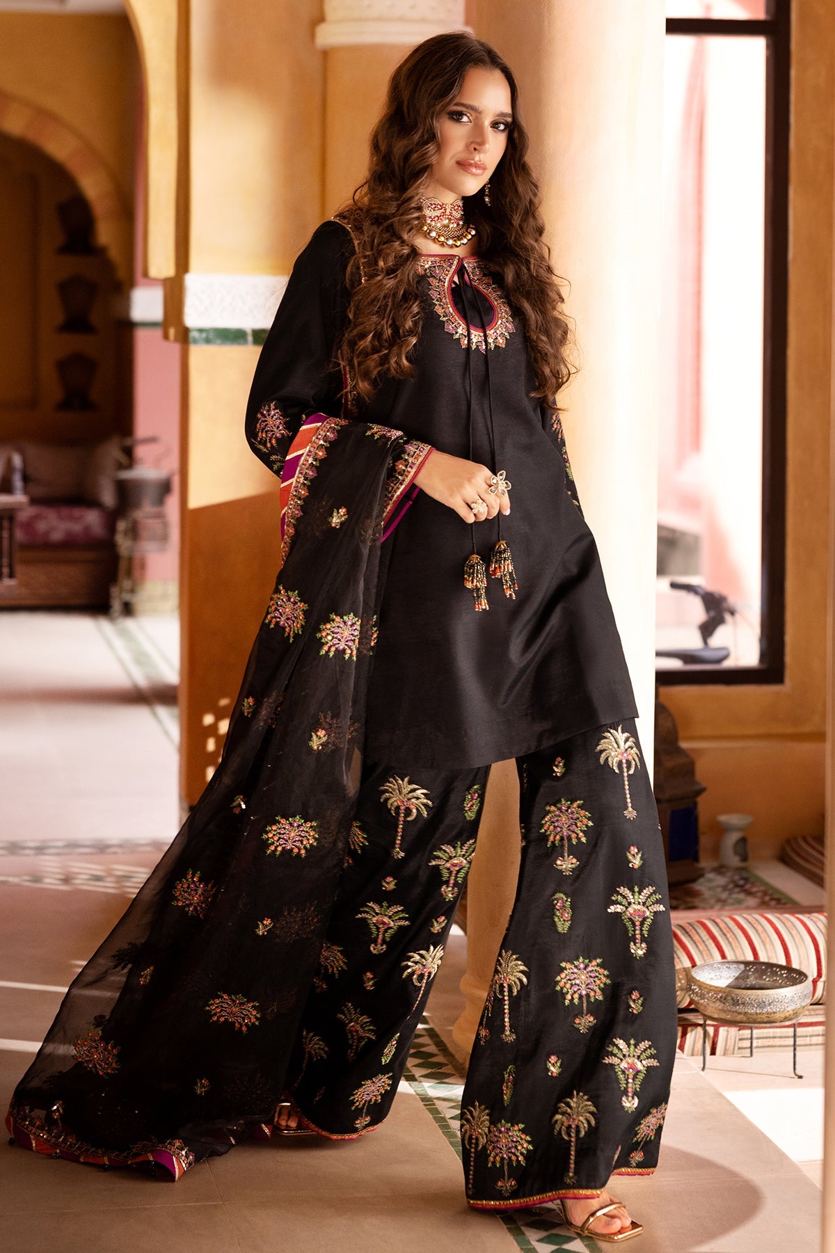 3-PC Embroidered Raw-Silk Suit CMA-5-137