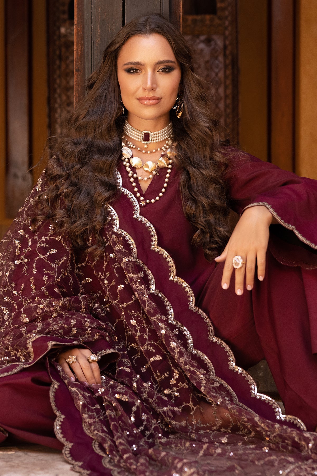 3-PC Embroidered Raw-Silk Suit CMA-5-138