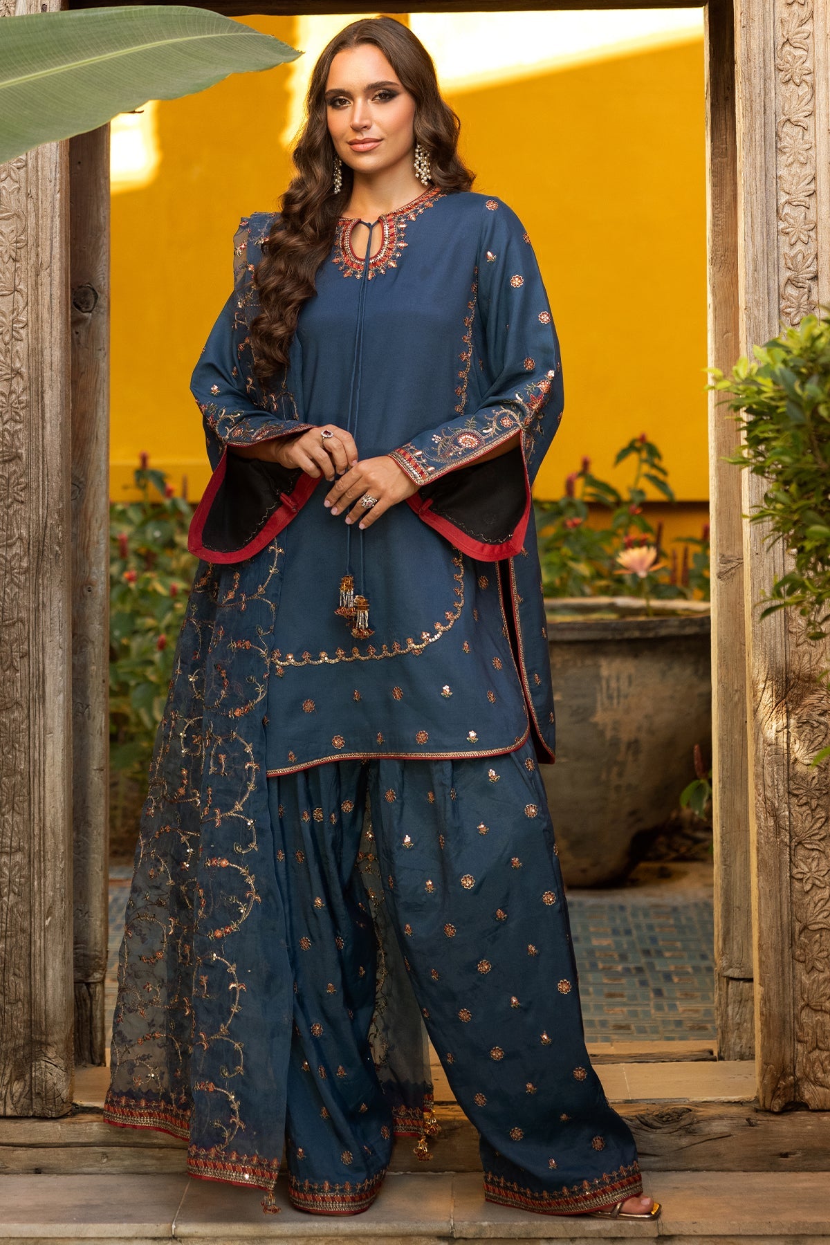 3-PC Embroidered Raw-Silk Suit CMA-5-136