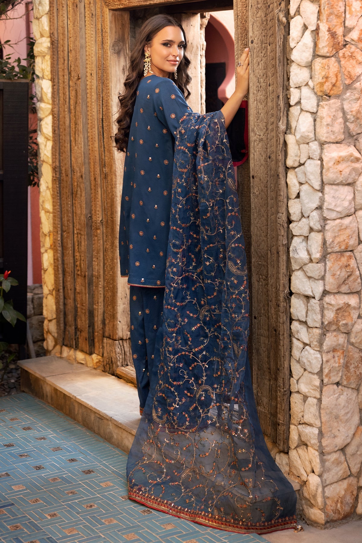 3-PC Embroidered Raw-Silk Suit CMA-5-136