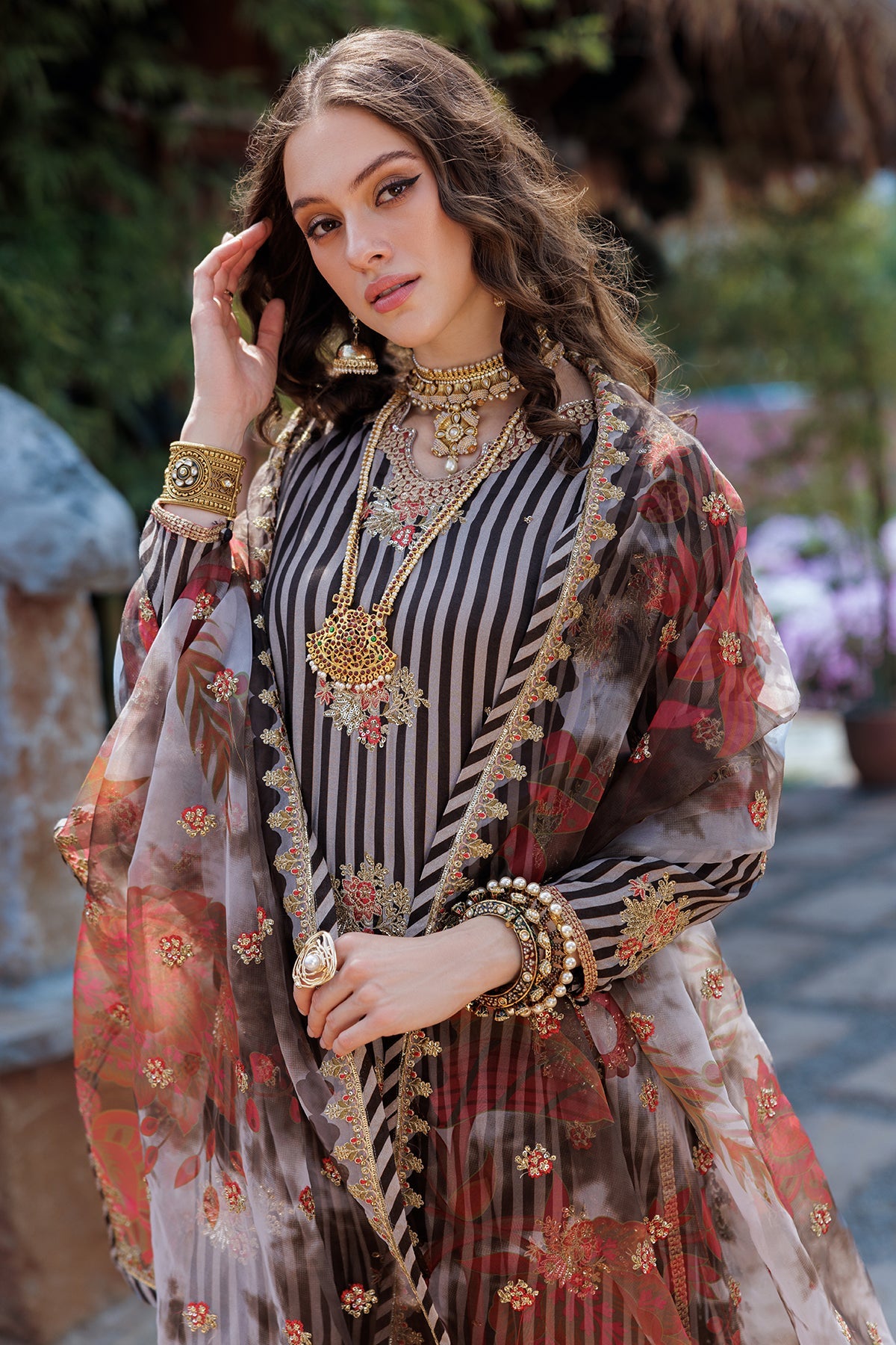 3-PC Embroidered Raw-Silk Suit CMA-5-121