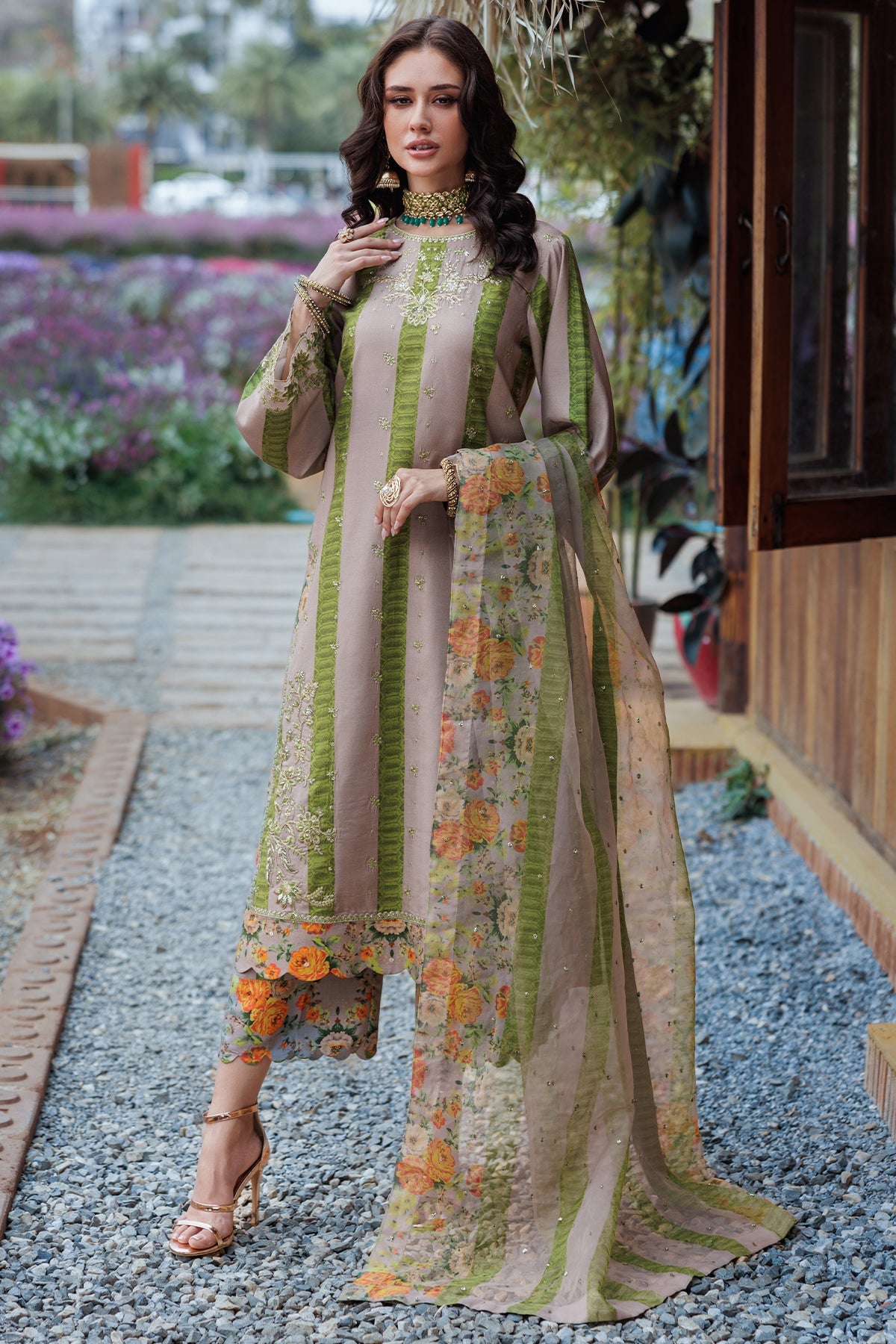 3-PC Embroidered Raw-Silk Suit CMA-5-122