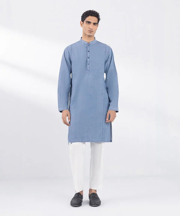 Regular Fit Denim Kurta