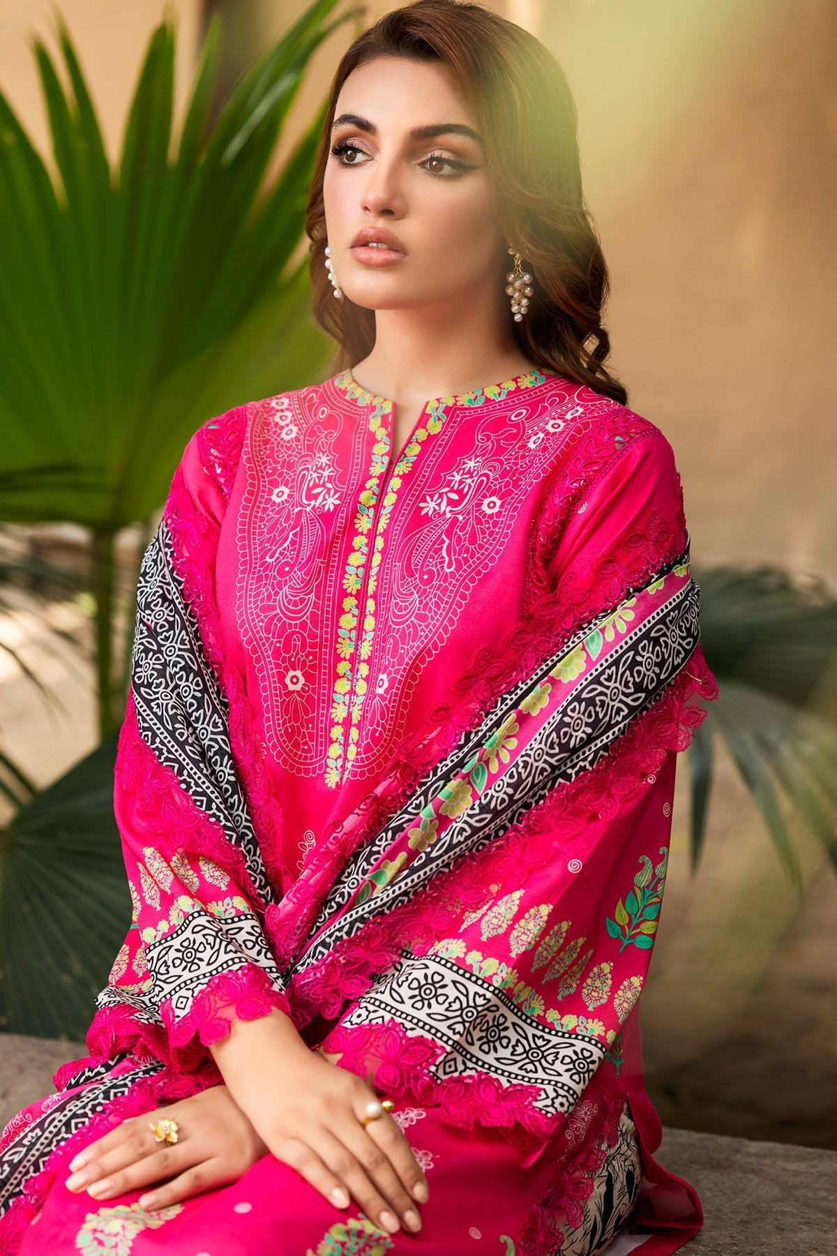 3-PC Embroidered Lawn Shirt with Embroidered Voil Dupatta and Trouser CRN4-26P