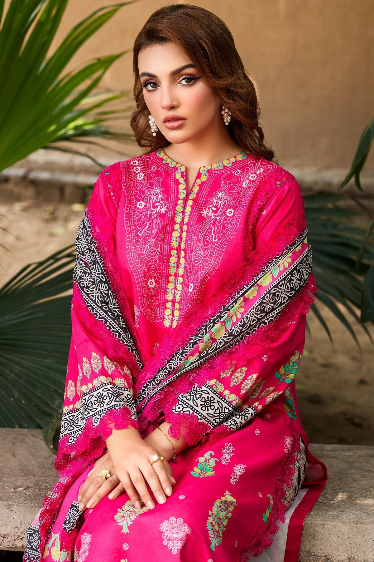 3-PC Embroidered Lawn Shirt with Embroidered Voil Dupatta and Trouser CRN4-26P