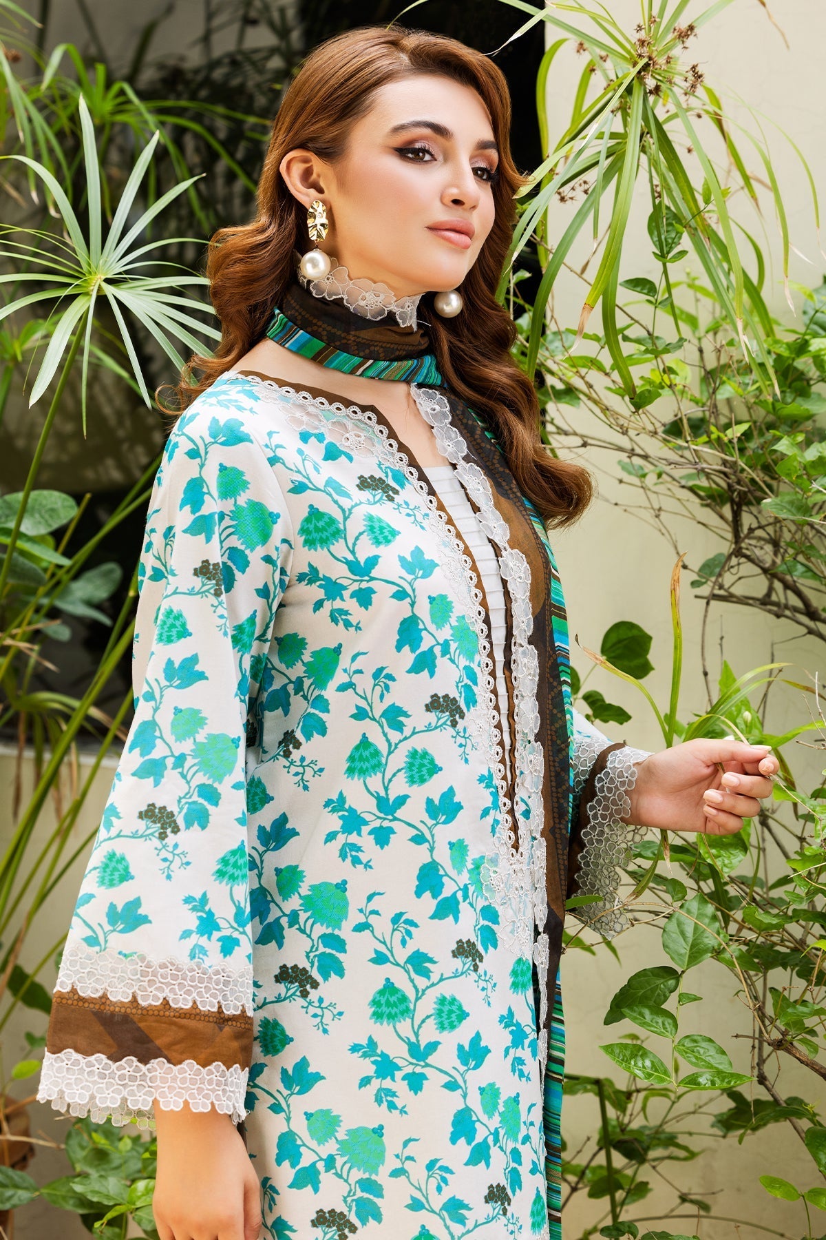 3-PC Embroidered Lawn Shirt with Embroidered Voil Dupatta and Trouser CRN4-21P