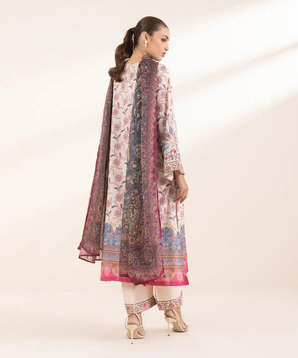 3 Piece - Printed Silk Suit