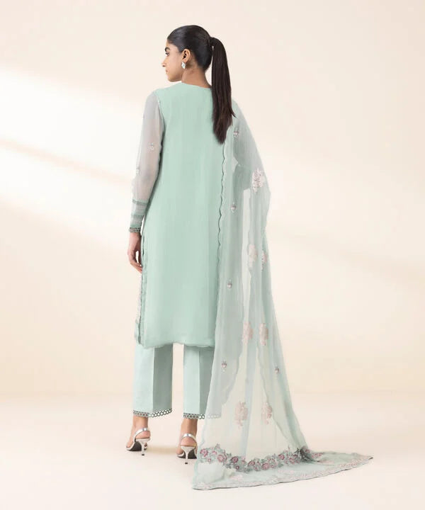 3 Piece - Embroidered Chiffon Suit