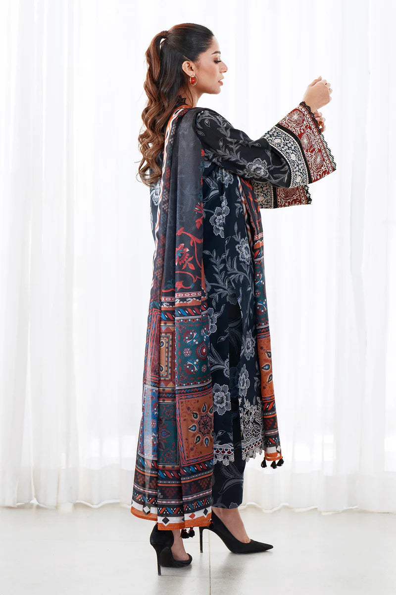 EMBROIDERED PRINTED LAWN UF-4078