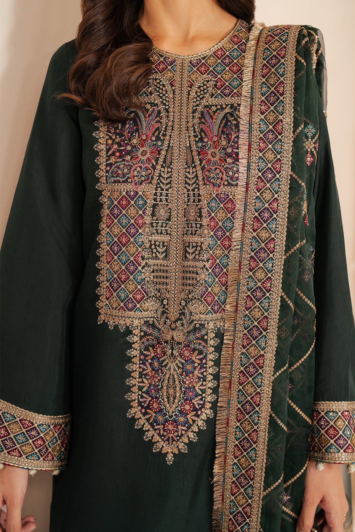 Embroidered Raw Silk UR-7049