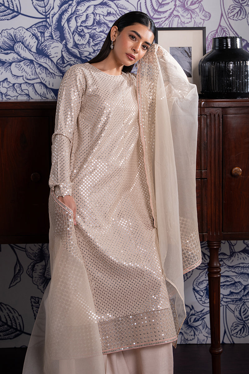 BISQUE SHELL-3 PC (SHIRT, TROUSER & DUPATTA)