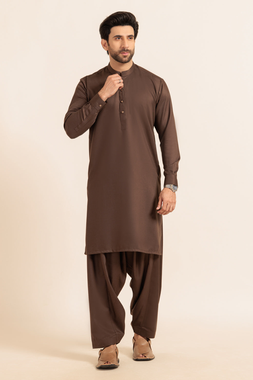 D-BROWN-BLENDED-SHALWAR SUIT - (GSBW24-003)