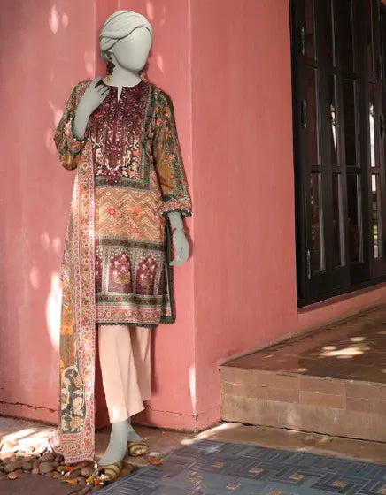 MULTICOLOR LAWN EMBROIDERED UNSTITCHED 3PC | JLAWN-S-25-3090