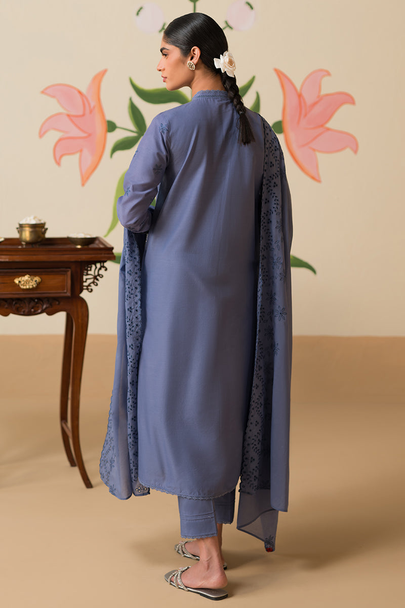 BLUE FERN-3 PIECE CHIKANKARI SUIT