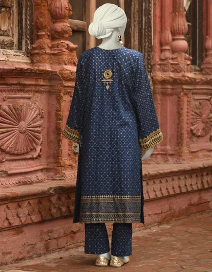 BLUE LAWN EMBROIDERED 2PC | JLAWN-S-JST-25-2003