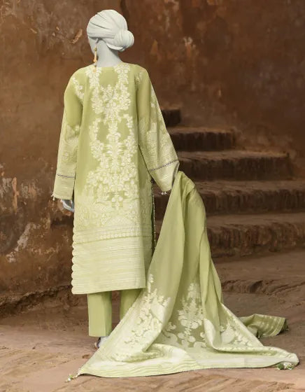 GREEN JACQUARD DYED UNSTITCHED 3PC | JLAWN-S-25-3214