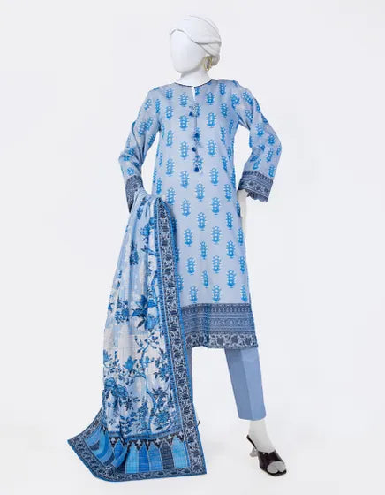 BLUE LAWN PRINTED 3PC STITCHED | JLAWN-S-25-814