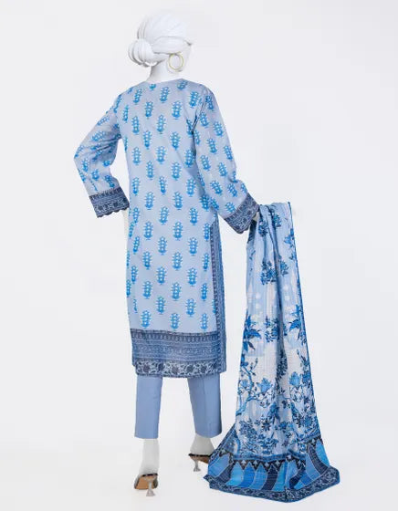 BLUE LAWN PRINTED 3PC STITCHED | JLAWN-S-25-814