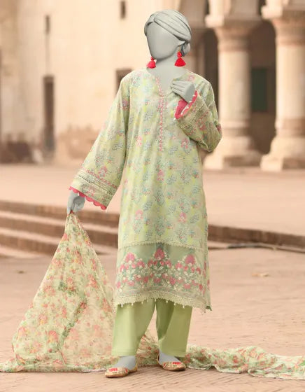 GREEN LAWN EMBROIDERED 3PC STITCHED | JLAWN-S-25-840