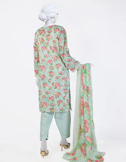 GREEN LAWN EMBROIDERED 3PC STITCHED | JLAWN-S-25-843