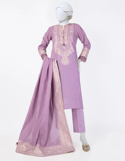 LILAC JACQUARD DYED 3PC STITCHED | JLAWN-S-25-846