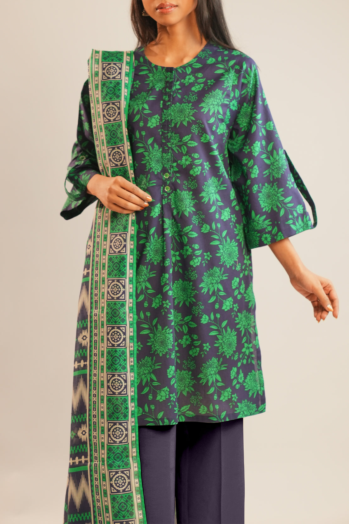 Unstitched Printed Lawn 3 Piece