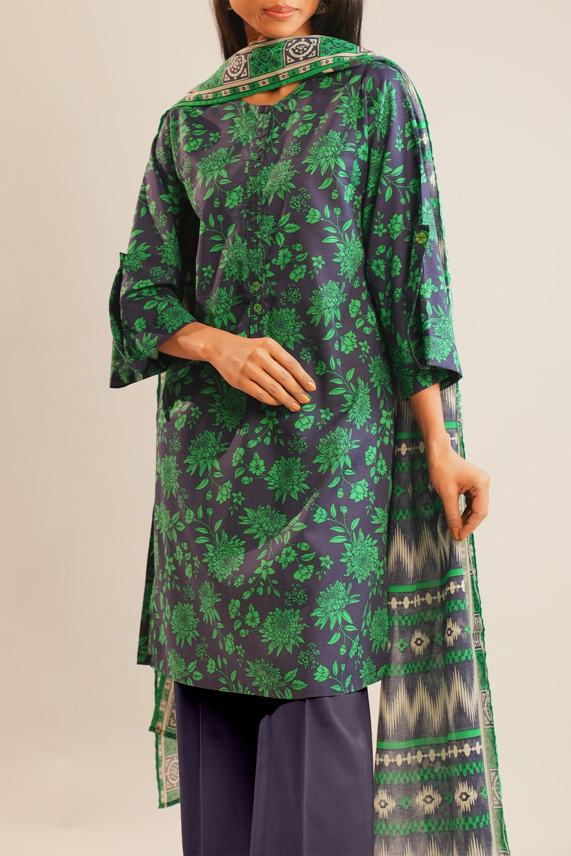 Unstitched Printed Lawn 3 Piece