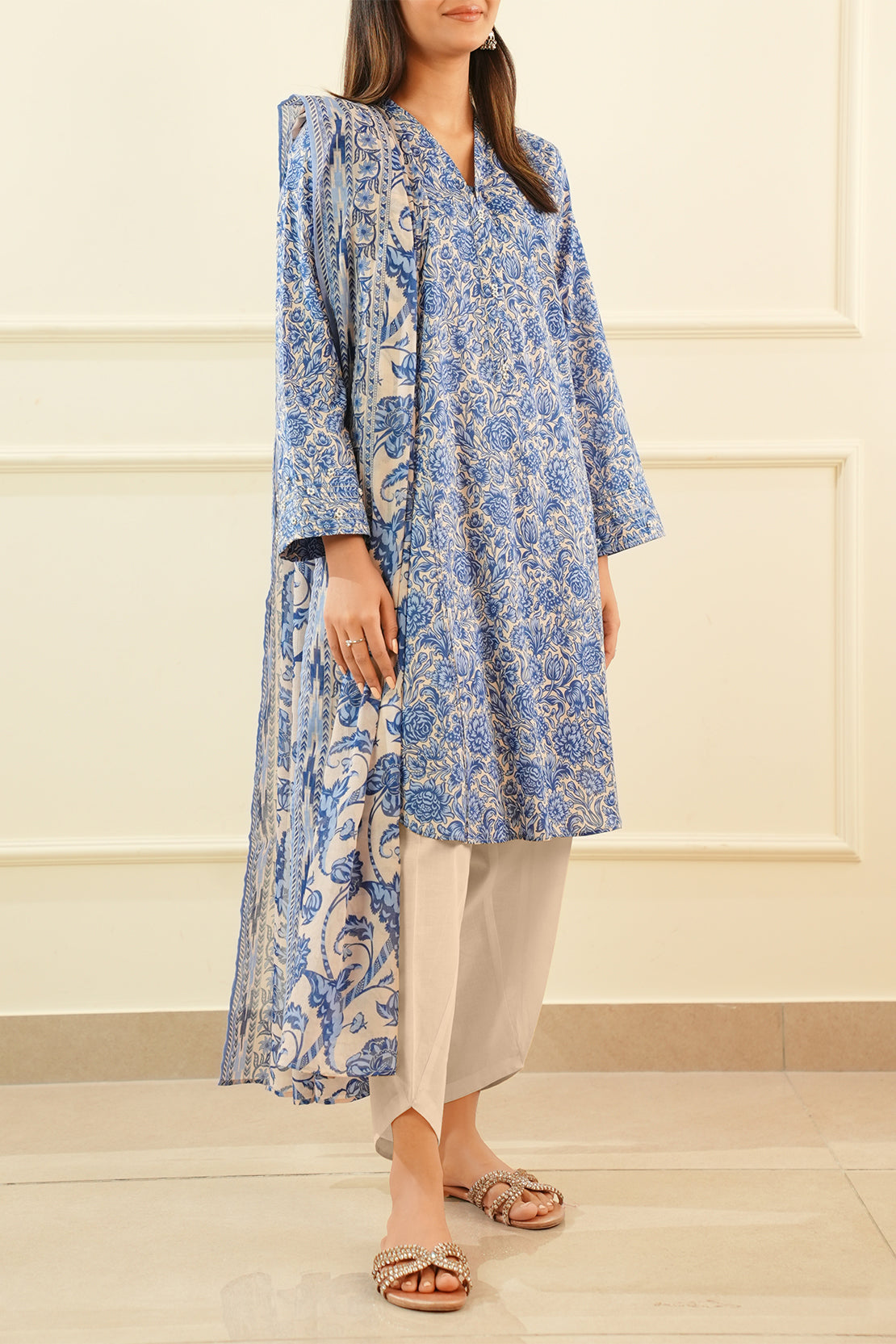 Unstitched Printed Lawn 3 Piece