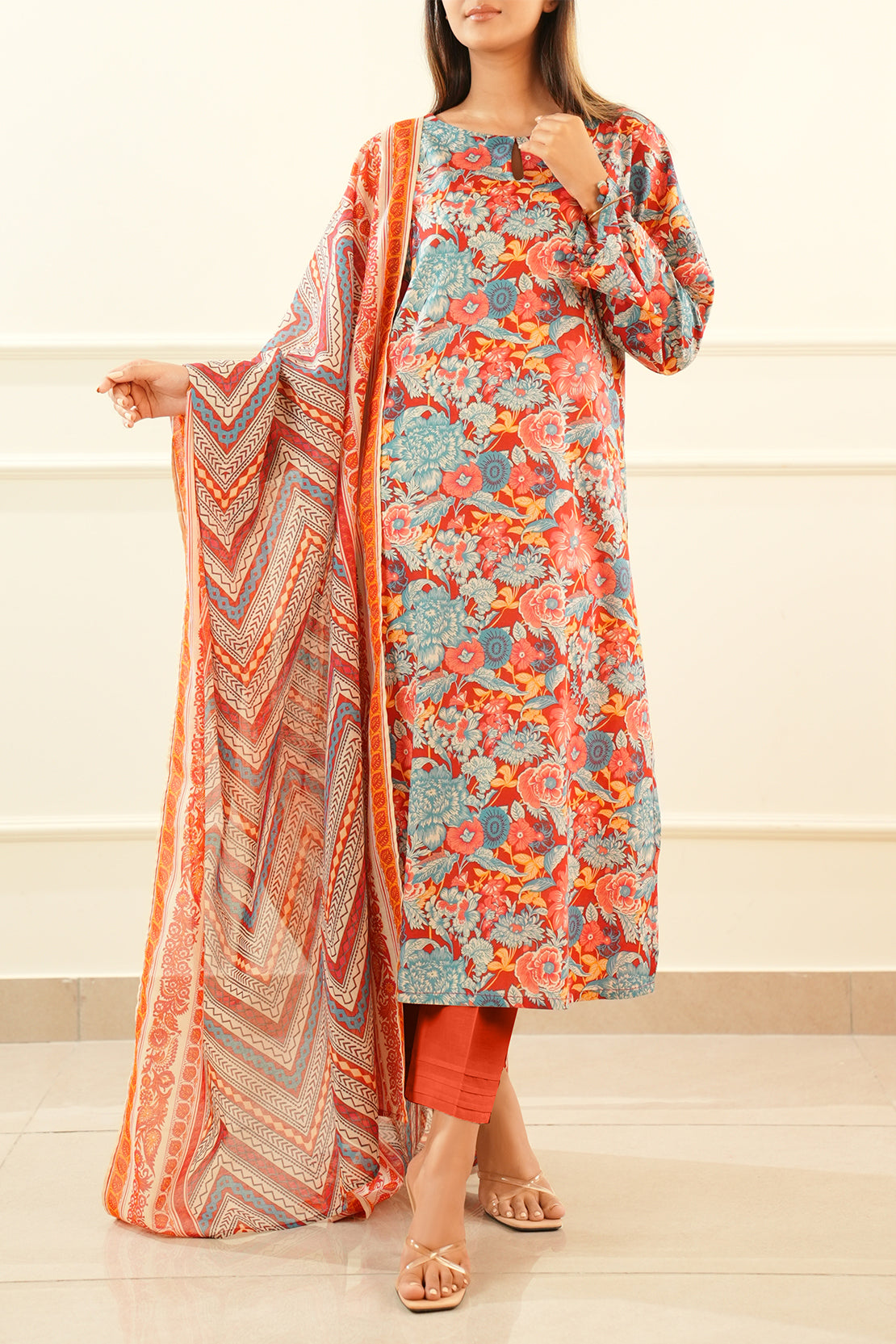 Unstitched Printed Lawn 3 Piece