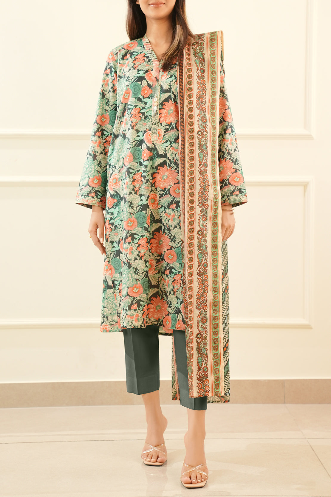 Unstitched Printed Lawn 3 Piece