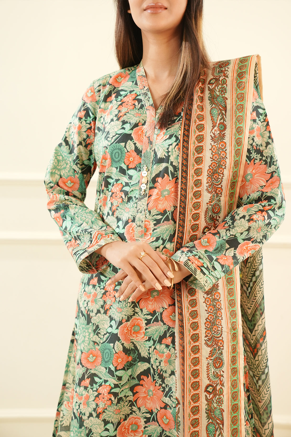 Unstitched Printed Lawn 3 Piece