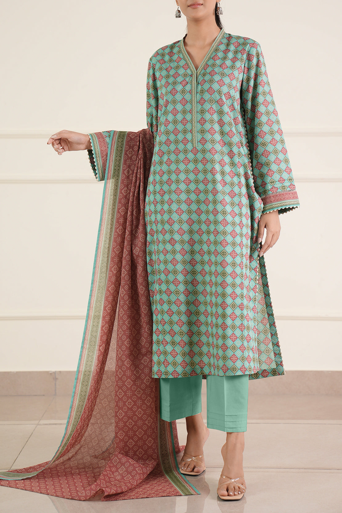 Unstitched Printed Lawn 3 Piece