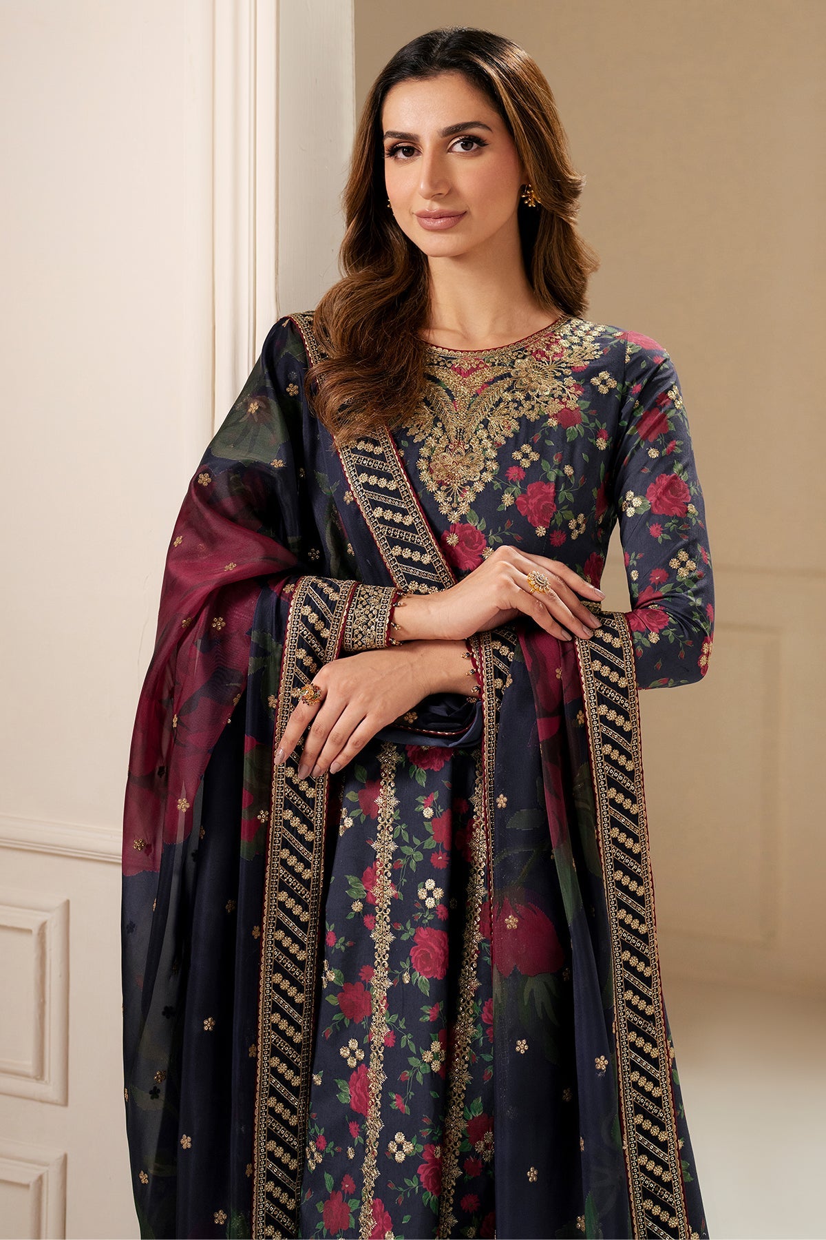 Embroidered Raw Silk UR-7048