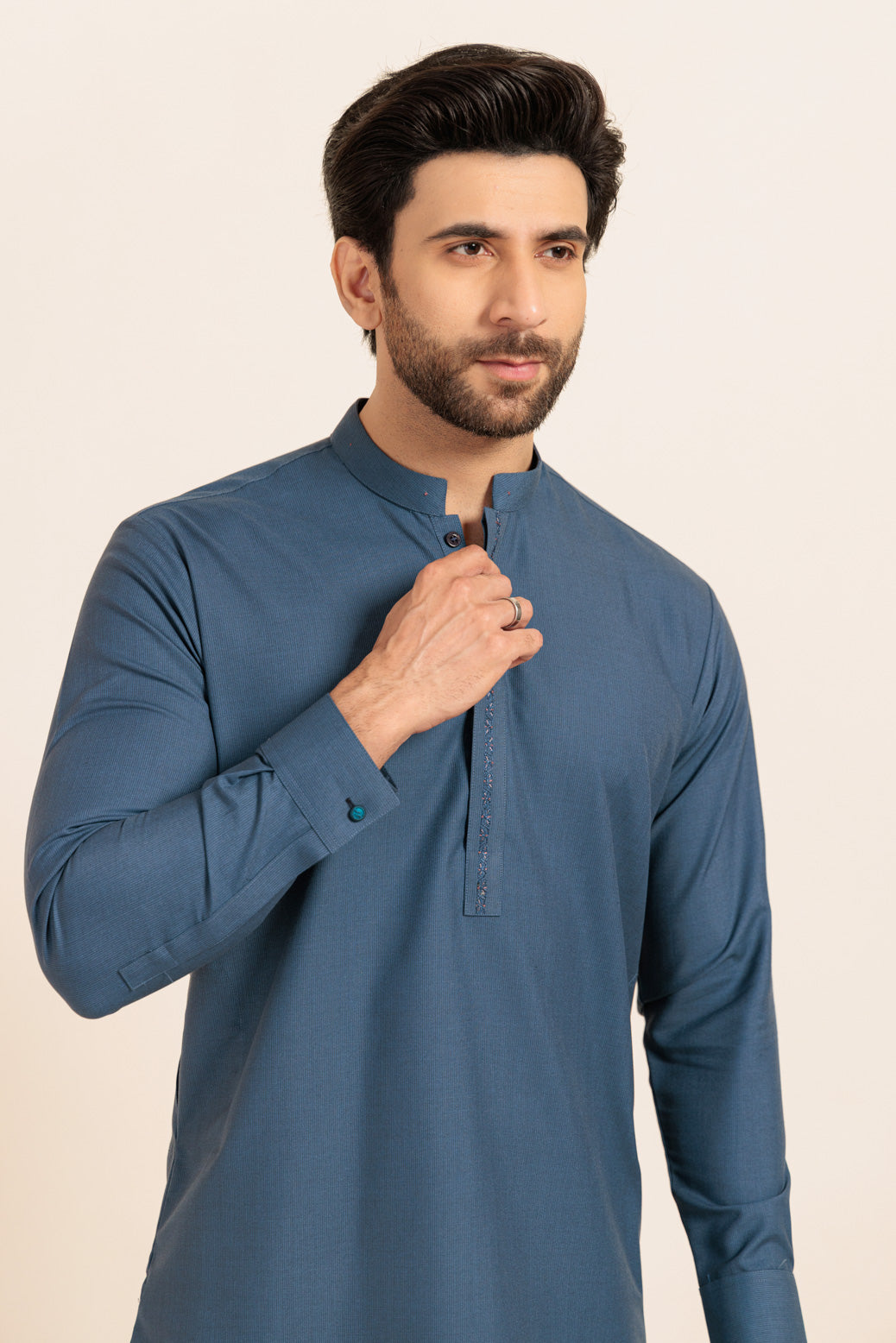 BLUE-BLENDED-KURTA TROUSER - (KSW24-020)