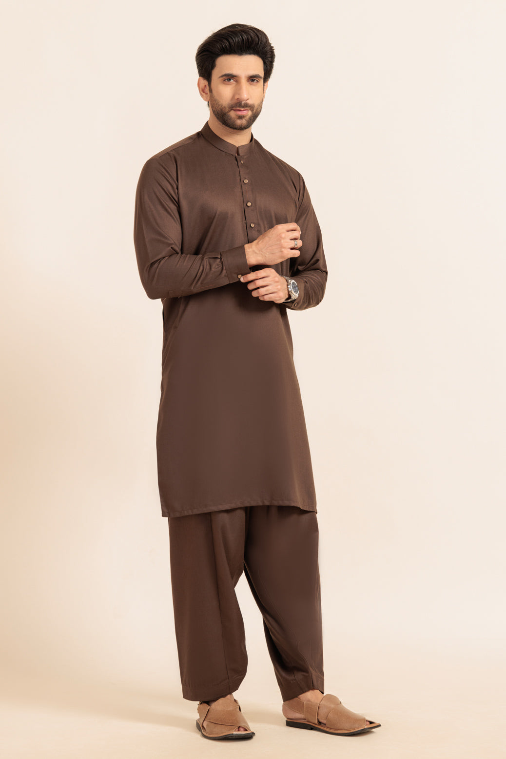 D-BROWN-BLENDED-SHALWAR SUIT - (GSBW24-003)