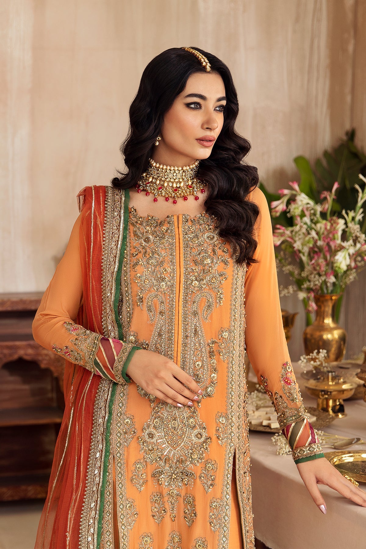 3-PC Unstitched Embroidered Shirt & Formal Chiffon Dupatta DJ4-05