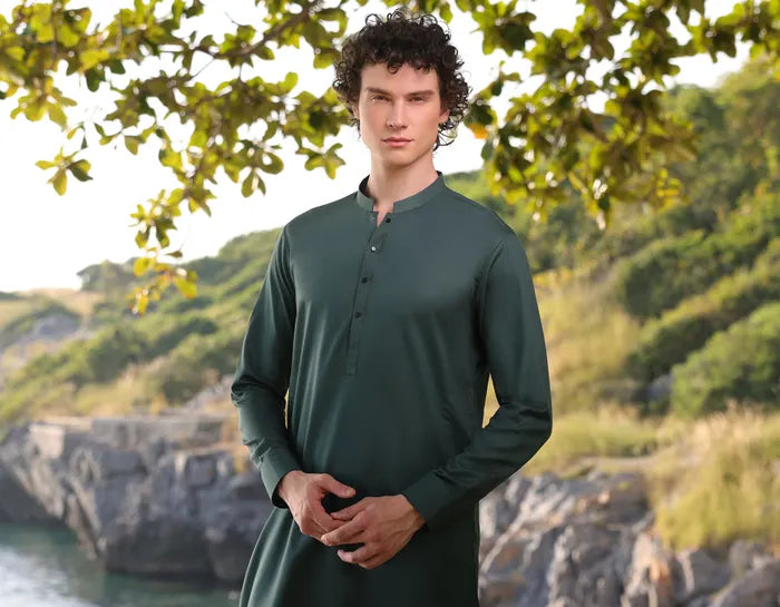 GREEN COTTON KURTA TROUSER | JJKP-A-33207