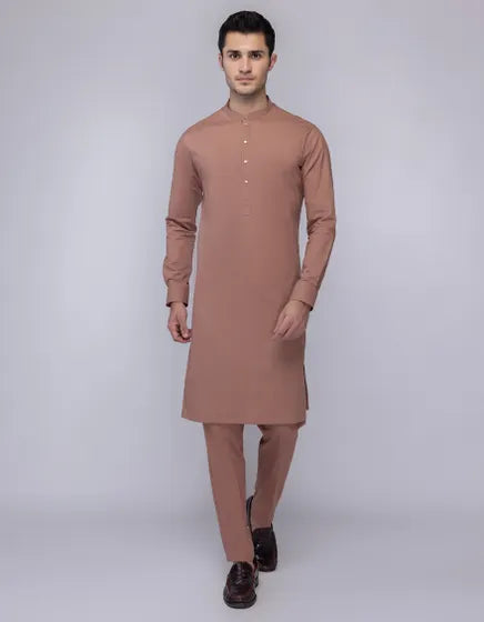 BRICK BROWN COTTON KURTA TROUSER | JJKP-A-33203