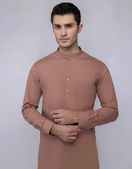 BRICK BROWN COTTON KURTA TROUSER | JJKP-A-33203