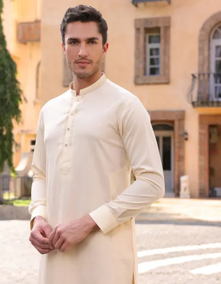 CREAM BLENDED KURTA TROUSER | JJKP-A-33245