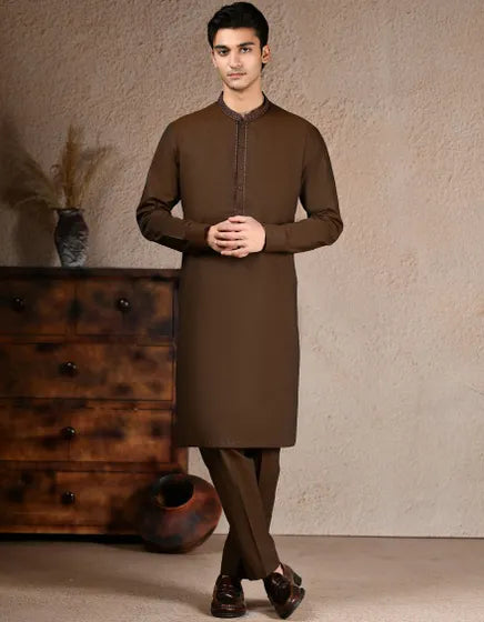 BROWN COTTON KURTA TROUSER | JJKP-A-33252