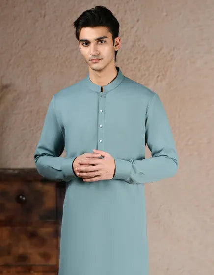 TURQUOISE BLENDED KURTA TROUSER | JJKP-W-33333