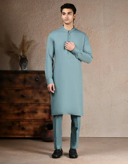 TURQUOISE BLENDED KURTA TROUSER | JJKP-W-33333