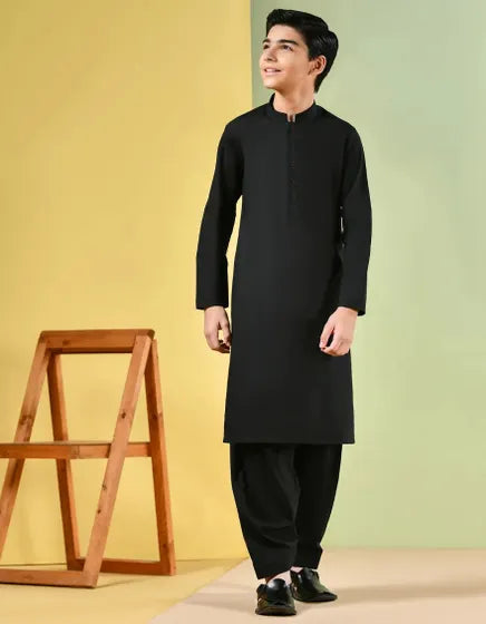 BLACK BLENDED KAMEEZ SHALWAR | JCKS-A-35834-R13-AP