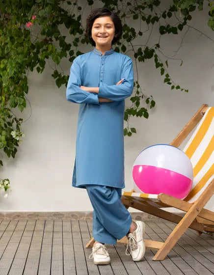 SKY BLUE KAMEEZ SHALWAR | JCKS-A-39196