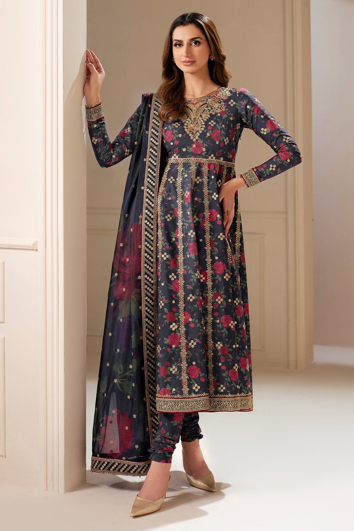 Embroidered Raw Silk UR-7048